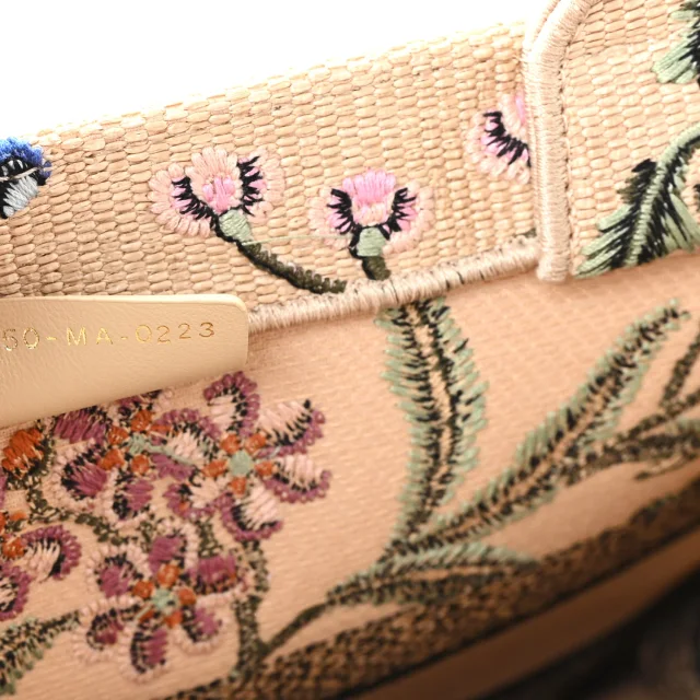 Dior Embroidered Petites Fleurs Medium Book Tote Natural in Beige Raffia from FASHIONPHILE, photo 7 of 13