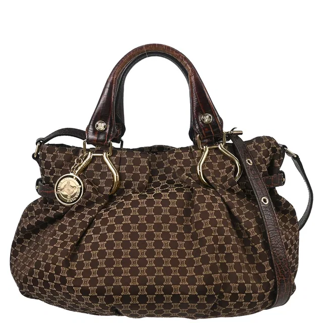 Celine Brown Macadam 2way Handbag in Brown Canvas from AMORE Vintage Tokyo
