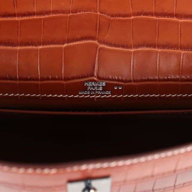 Hermès Vintage Kelly Pochette Fauve Matte Niloticus Crocodile Ruthenium Hardware in Crocodile from Madison Avenue Couture, photo 7 of 8