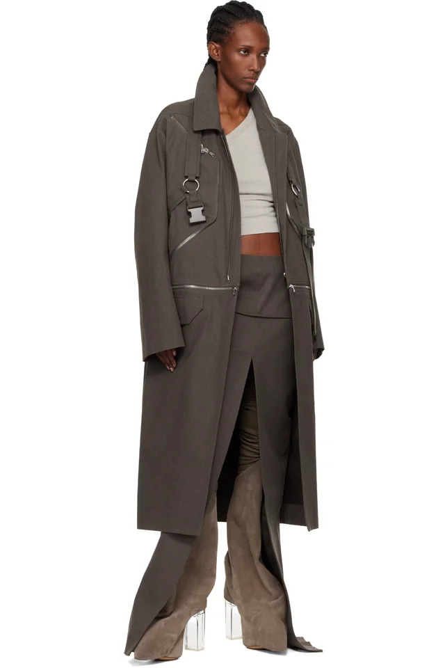Rick Owens Gray Concordians Runway Blixa Jumbo Mac Coat, photo 5 of 5 from SSENSE