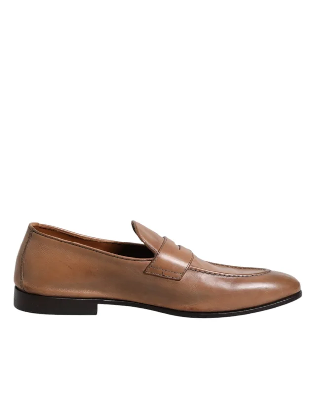 Brunello Cucinelli Brown Leather Slip-On Loafers from HEWI