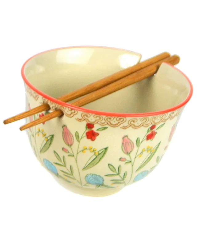 Euro Ceramica Ella Red Ramen Bowl Set With Chopsticks, image 1 of 1 from Rue La La
