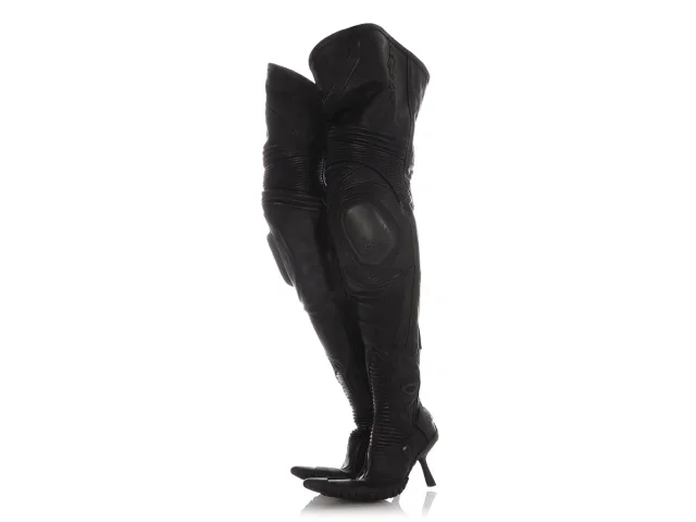 Balenciaga Black Runway Over the Knee Motocross Heel Boots in Black Leather from Ann's Fabulous Finds, photo 3 of 6