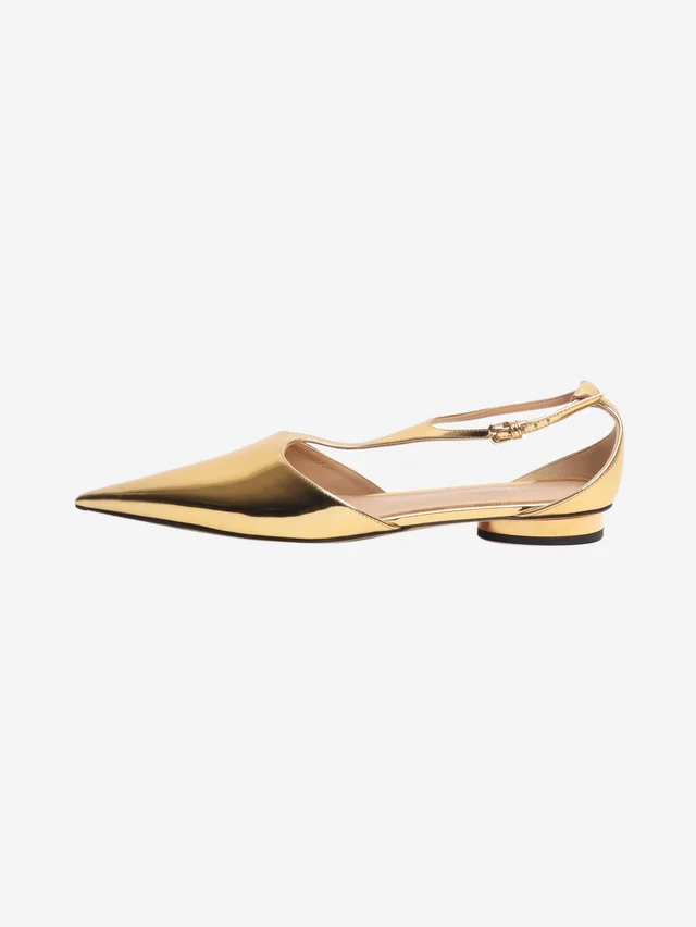 Bottega Veneta Gold Rocket T-Bar ballerina flats - size EU 38 in Gold Leather from Sign of the Times
