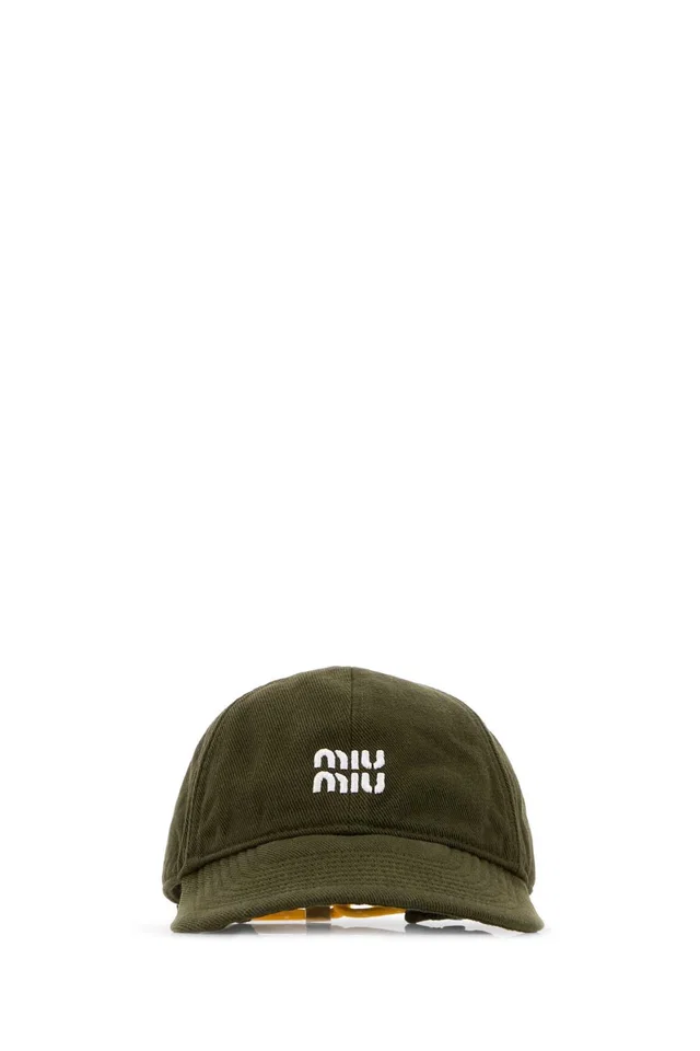 Miu Miu Hat Logo-Embroidered Cotton Baseball Cap — Green Caps in Green from HEWI