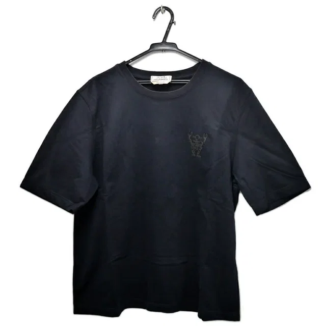 Hermès T-Shirt Robot Patch M Black Leather Top Short Sleeve in Black Leather from The Reluxe