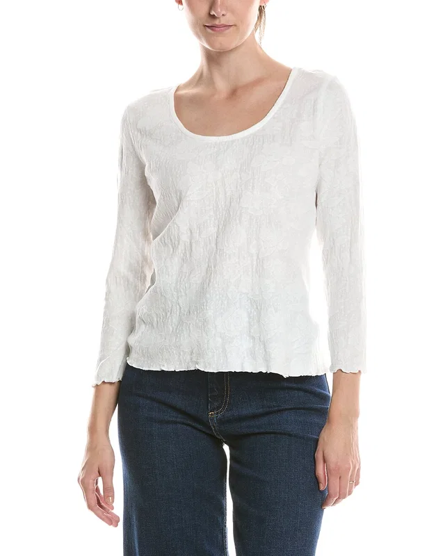 NIC+ZOE 3/4 Sleeve Lace Knit Scoop T-Shirt, image 1 of 1 from Gilt