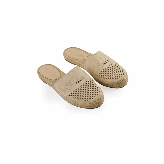 Dior Espadrille Mules Beige Size 37.5 in Beige Tweed from The Purse Affair