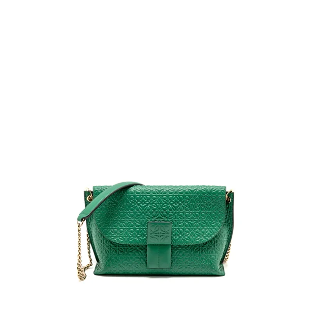 Loewe Avenue Anagram Crossbody Bag embossed calfskin Green GHW in Green Calfskin from EMIER