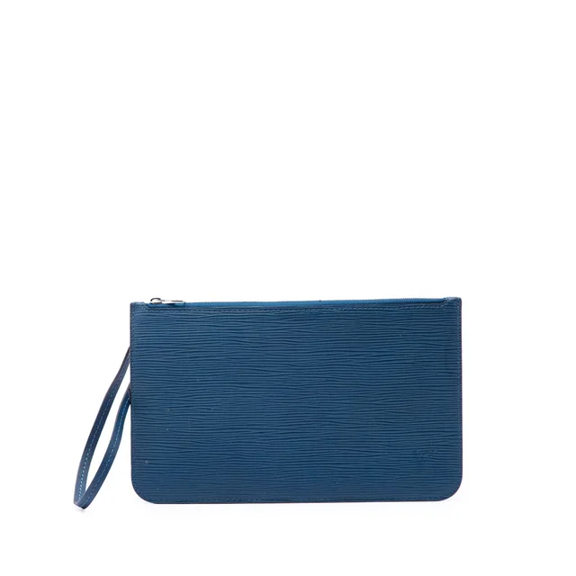 Blue Louis Vuitton Epi Neverfull Pochette Pouch in Blue Leather from Designer Revival