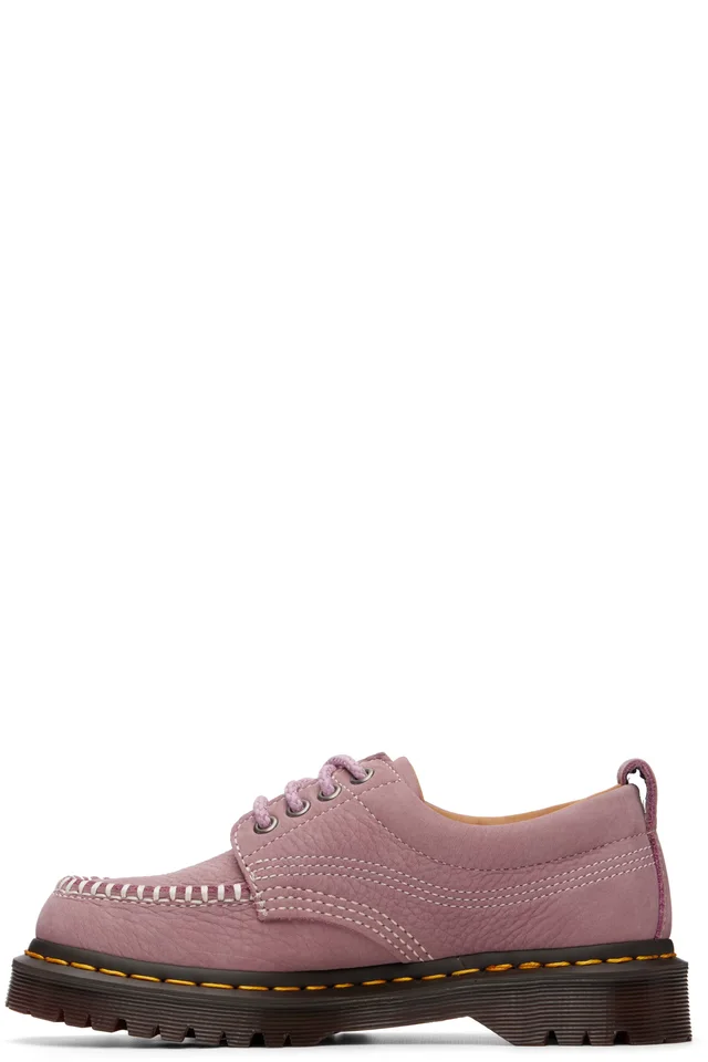 Dr. Martens Pink Lowell Nubuck Moc Toe Derbys, photo 3 of 5 from SSENSE