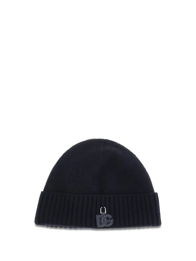 Dolce & Gabbana Gx53ktjdvlq Wool Ribbed Beanie — Black Beanies in Black Wool from HEWI