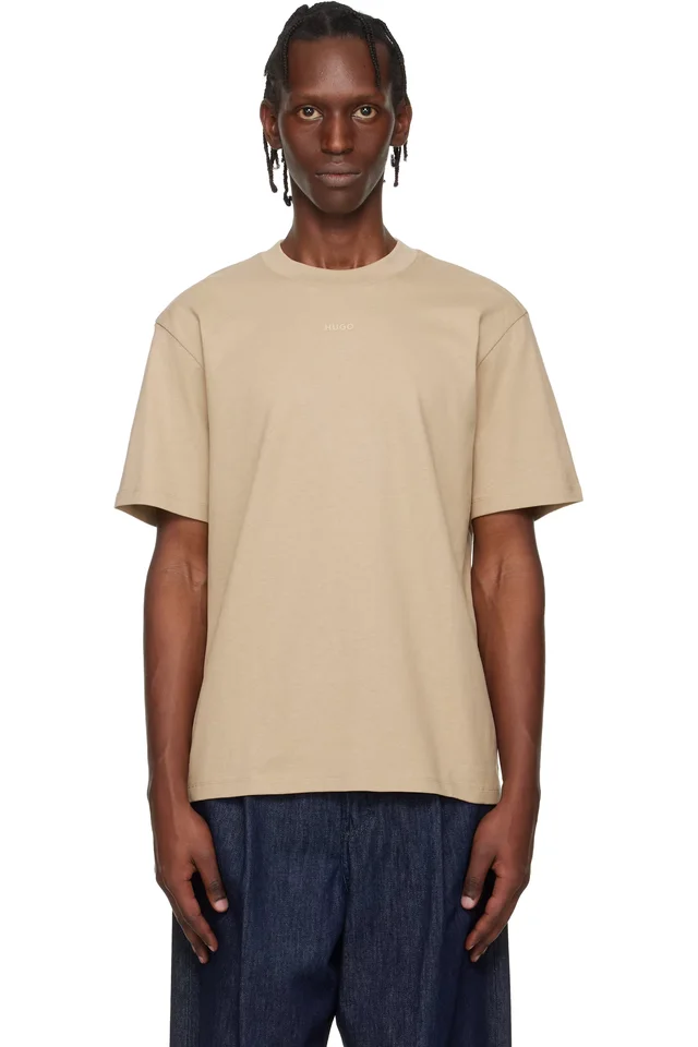 Beige Relaxed-Fit Logo-Print T-shirt, image 1 of 1 from SSENSE