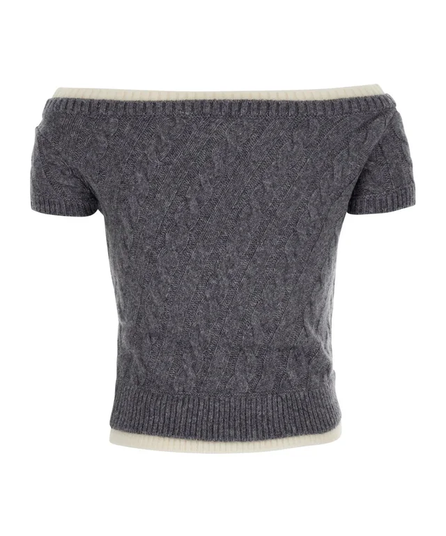 SHUSHU/TONG Bow Boat-Neck Knitted Top, photo 2 of 3 from SENSER