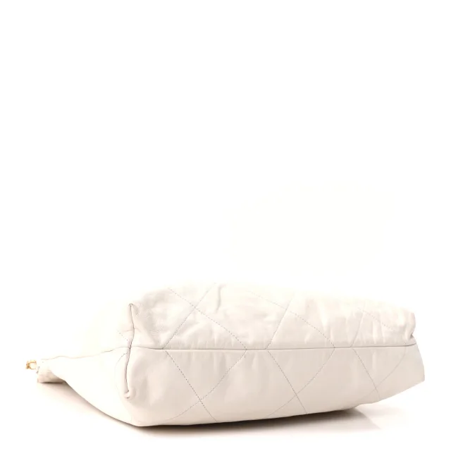 Shiny Calfskin Quilted Chanel 22 White in White Calfskin from FASHIONPHILE, photo 5 of 11