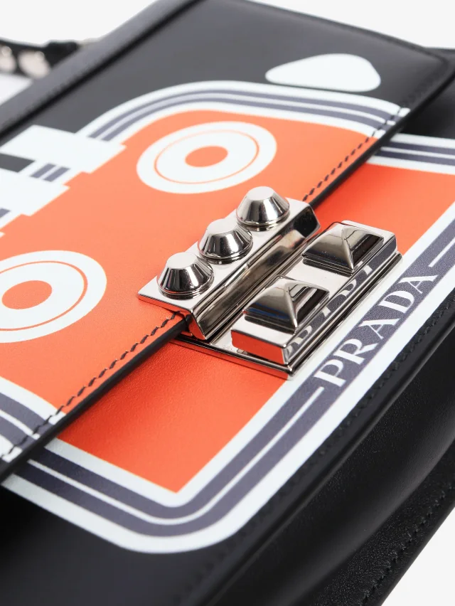 Prada Black and orange medium Elektra robot shoulder bag in Black Leather from Sign of the Times, photo 4 of 8