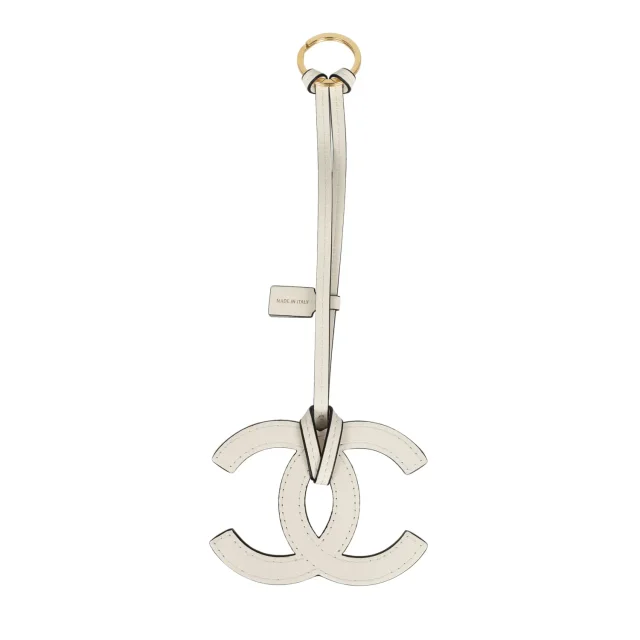 Chanel CC Logo Bag Charm White Lambskin Gold Hardware in White Lambskin from Madison Avenue Couture, photo 6 of 6