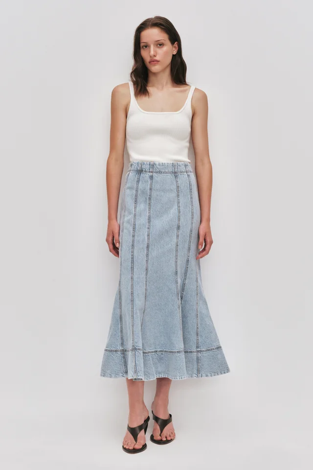 AJE Tia Denim Midi Skirt in Blue from Aje, photo 1 of 1
