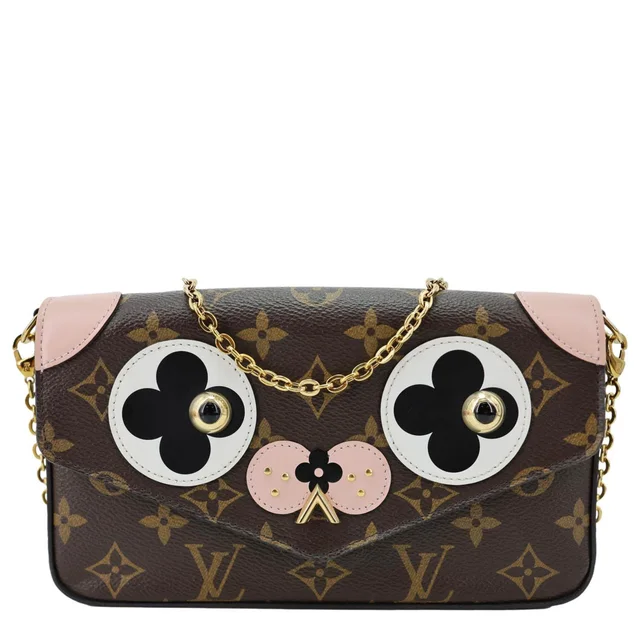 Louis Vuitton Felicie Pochette Valentine Dog Monogram Canvas Crossbody Bag Brown in Brown Coated canvas from Dallas Designer Handbags