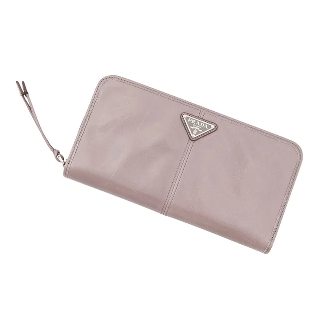Prada Zip Around Long Wallet Gray Beige2ML059 Leather in Grey Leather from GALLERY RARE