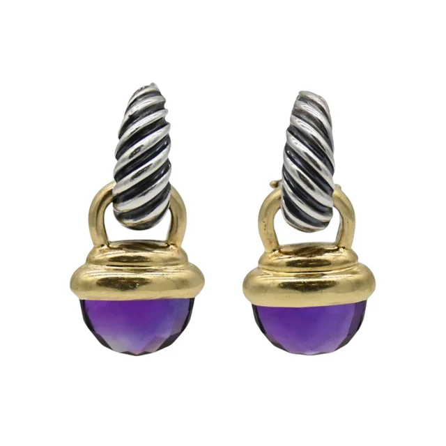 David Yurman Two-Tone Amethyst Acorn Drop Earrings in Purple from Clotheshorse Anonymous