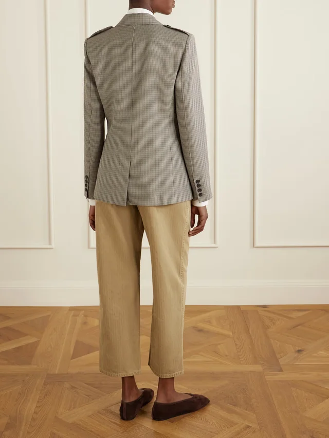NILI LOTAN Hazel houndstooth wool jacket in light brown 100% Virgin Wool, photo 4 of 5 from NET-A-PORTER (Canada)