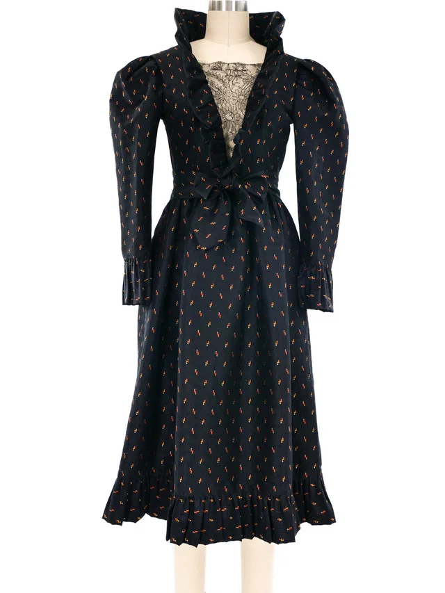 Lanvin Jacquard Silk Ruffle Dress in Silk from Arcade Vintage
