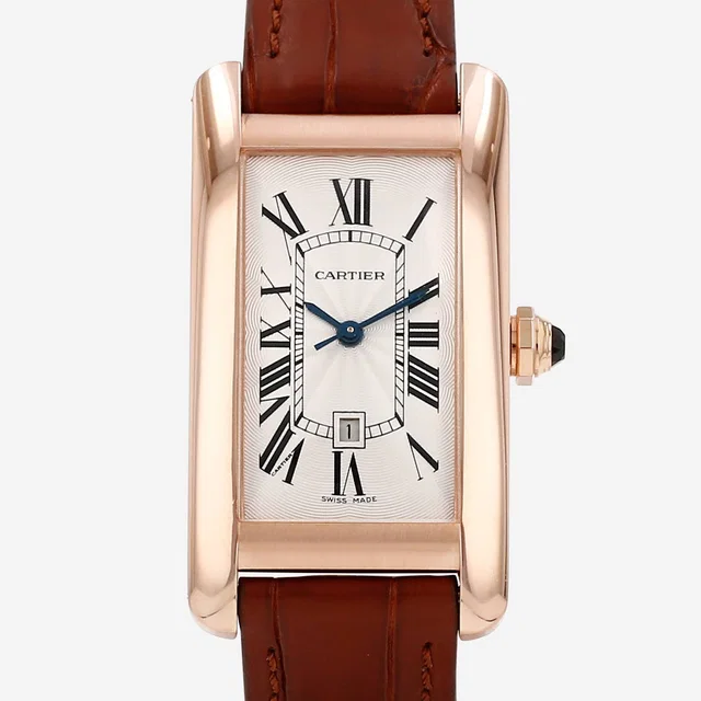 Tank Américaine watch in rose gold, Ref: Cartier - 2504 Circa 2010 in Pink Leather from Collector Square