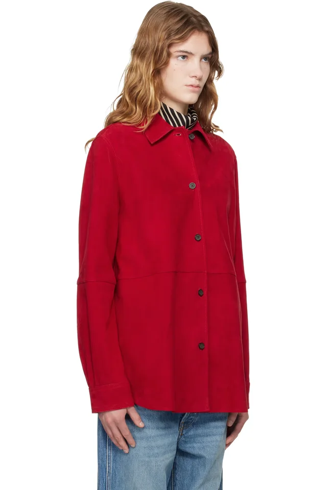 TOTEME Red Soft Suede Jacket, photo 2 of 4 from SSENSE