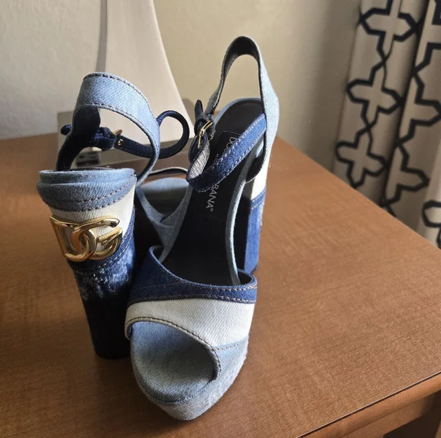 Dolce & Gabbana Women's Blue Denim Platform Heels in blue Denim from Poshmark