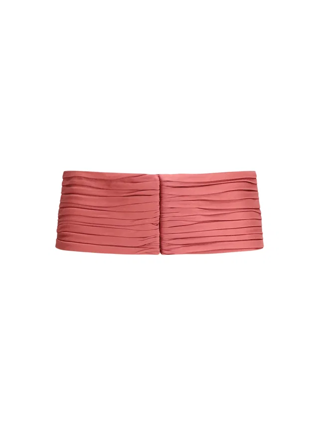 Valentino Garavani Satin Pleated Waist Belt — Pink Viscose in Pink Satin from HEWI