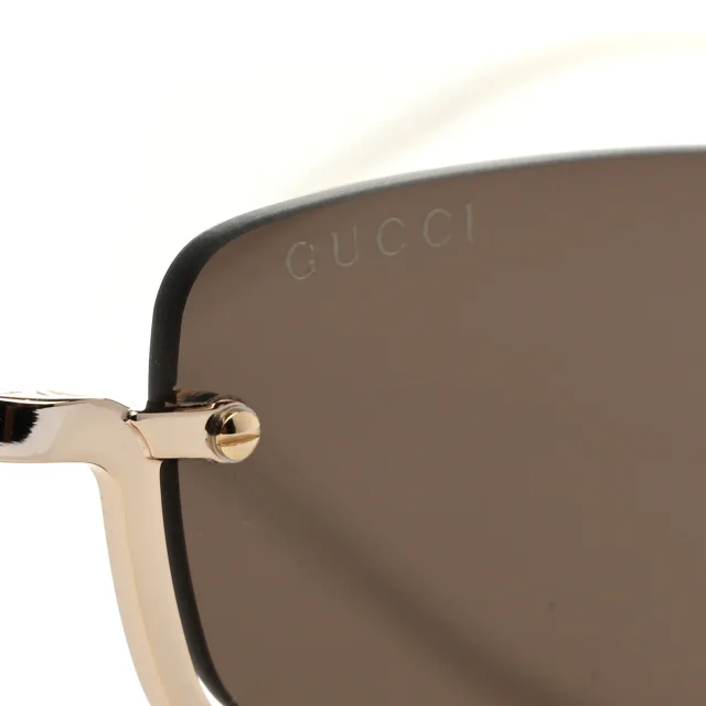 Gucci Metal Rectangular Frame Sunglasses GG1278S Brown Gold in Brown from FASHIONPHILE, photo 7 of 8