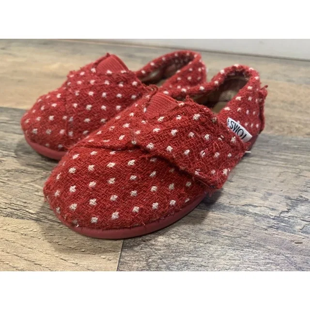 Tod's Toms Classics Red Dot Tiny Toddler Slip On Canvas Casual Flats Size T5 in red Canvas from Poshmark