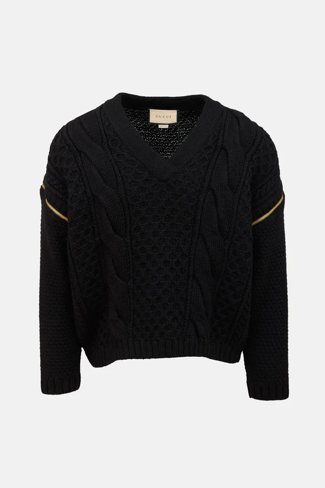 Gucci 2022 Wool Zip Sleeve Sweater in Wool from VSP Consignment