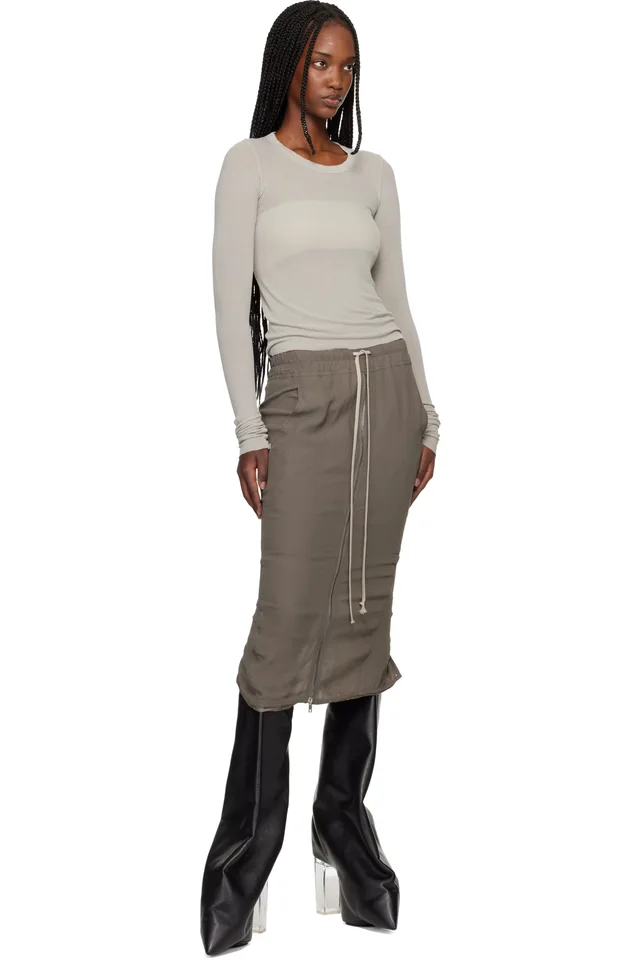 Rick Owens Off-White Temple Cropped Rib LS T-shirt, photo 4 of 4 from SSENSE