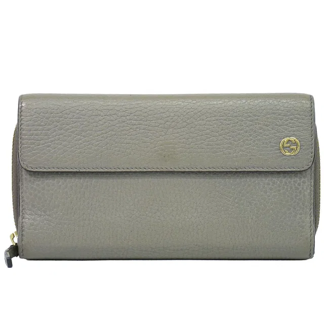 Gucci Interlocking G Snap Zip Around Wallet Leather Gray in Grey Leather from The Reluxe