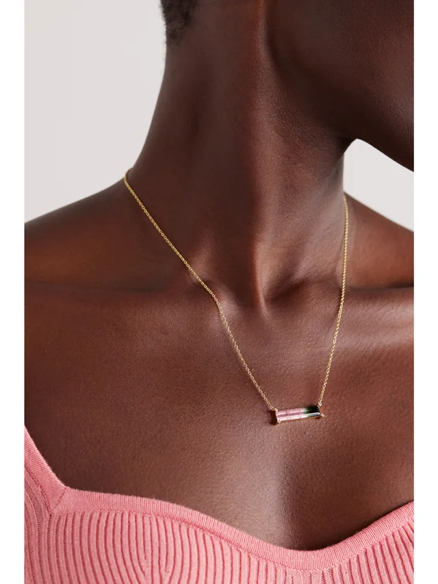 OCTAVIA ELIZABETH 18-karat gold, tourmaline and diamond necklace in Pink, photo 2 of 2 from NET-A-PORTER (Canada)