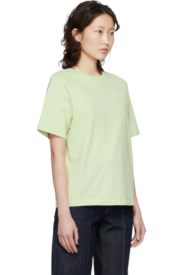 Green 'Maison Kitsune' Handwriting Comfort T-shirt, photo 2 of 4 from SSENSE