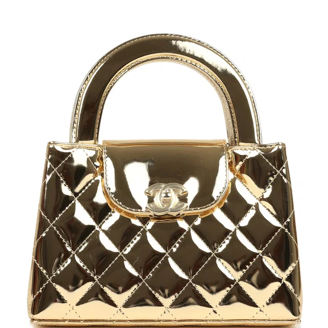 Chanel Small Kelly Shopper Light Gold Metallic Mirror Calfskin Light Gold Hardware in Gold Calfskin from Madison Avenue Couture