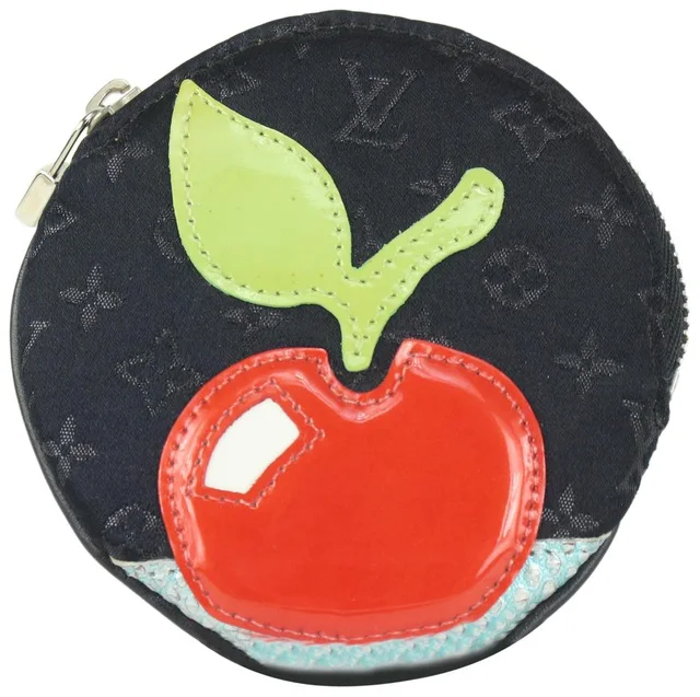 Louis Vuitton Black Monogram Satin Conte De Fees Apple Round Coin Pouch in Black Satin from Bagriculture