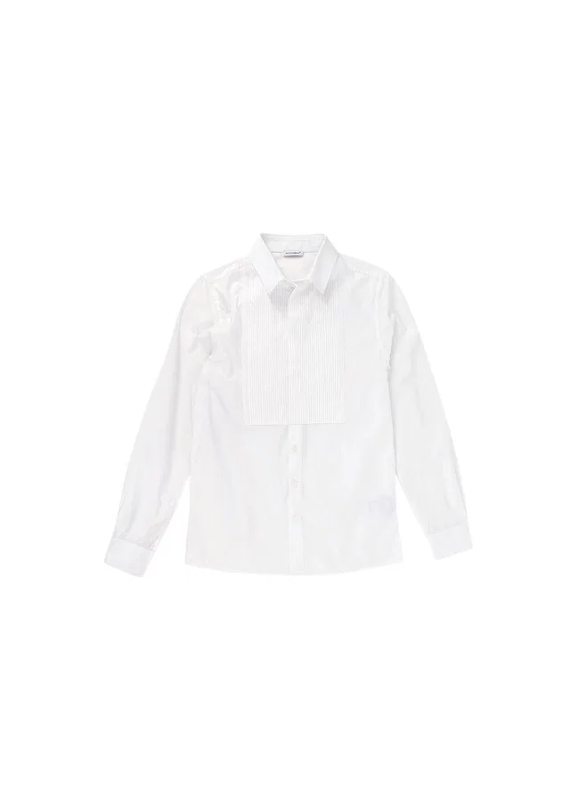 Dolce & Gabbana Kids Pleated White Cotton Fitted Shirt in White from HEWI