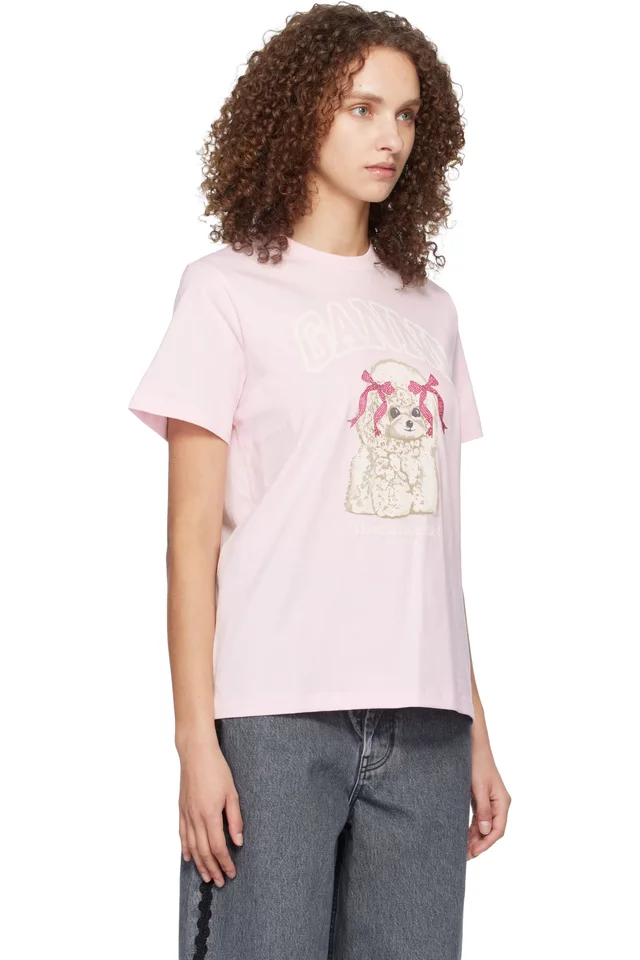 GANNI Pink Poodle T-shirt, photo 2 of 4 from SSENSE