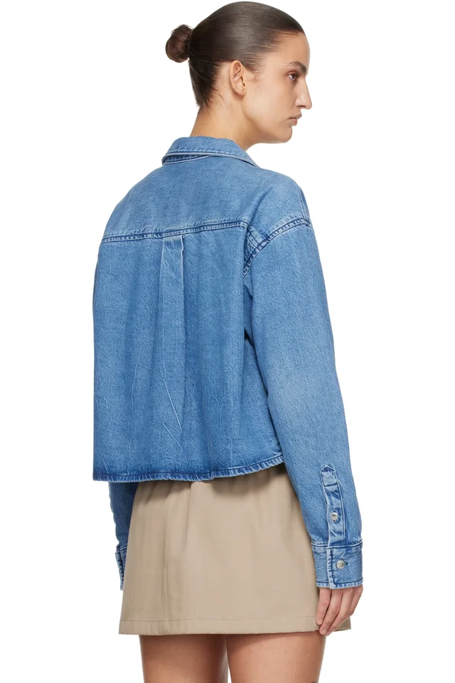 Alexander Wang Blue Cropped Long Sleeve Denim Shirt, photo 3 of 4 from SSENSE