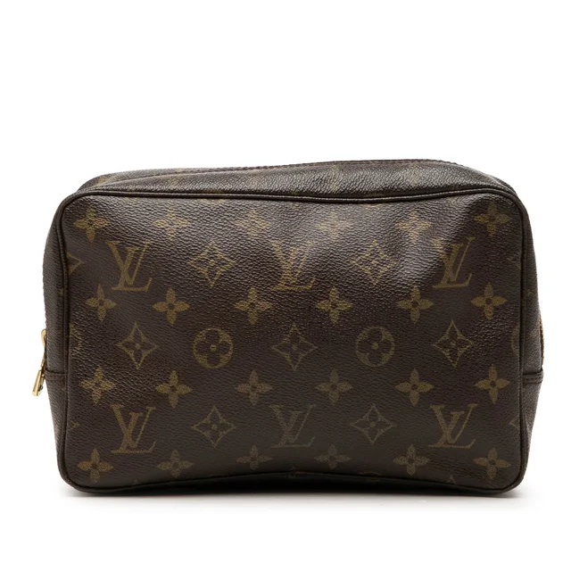 Brown Louis Vuitton Monogram Trousse Toilette 23 Clutch Bag in Brown Coated canvas from Designer Revival