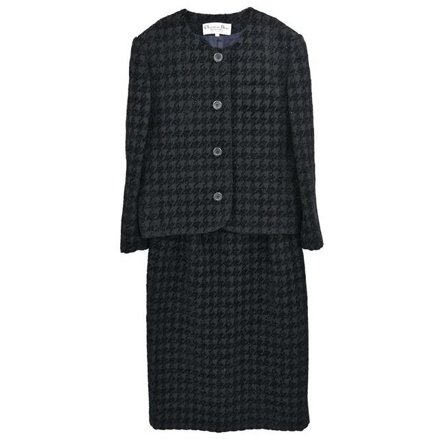 Dior Setup Suit Jacket Skirt Black #38–40 in Black from AMORE Vintage Tokyo