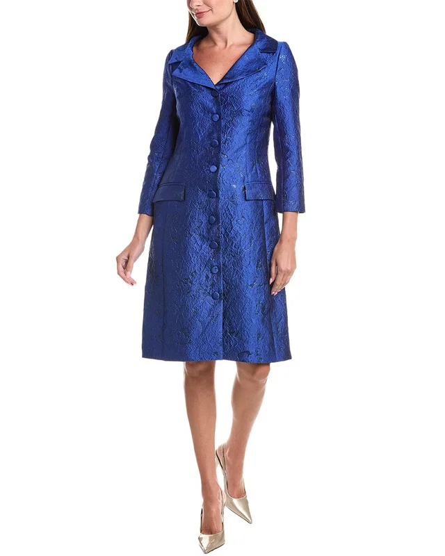 Teri Jon by Rickie Freeman Metallic Jacquard Coat Dress, image 1 of 1 from Rue La La