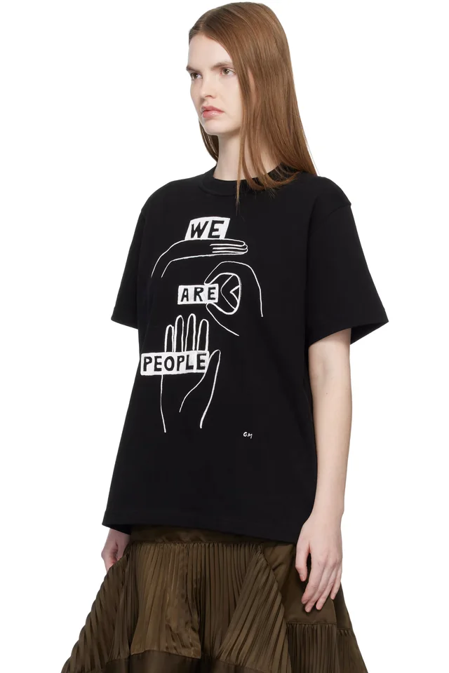 Black 'geoff sacai' Print T-shirt, photo 4 of 5 from SSENSE