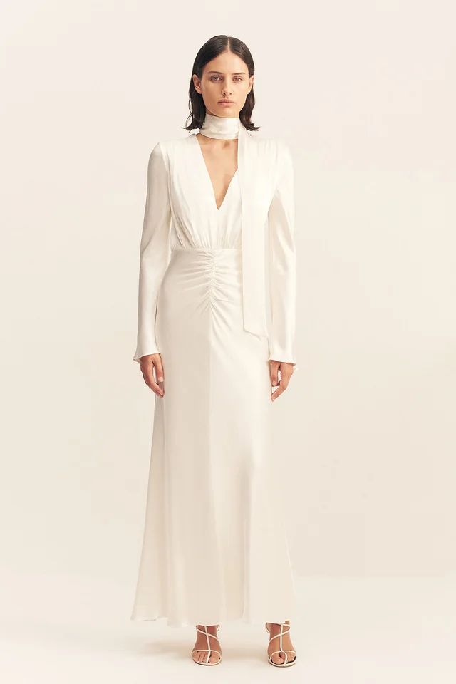 Shona Joy LA LUNE PLUNGED LONG SLEEVE MAXI DRESS - WHITE from Shona Joy, photo 1 of 1