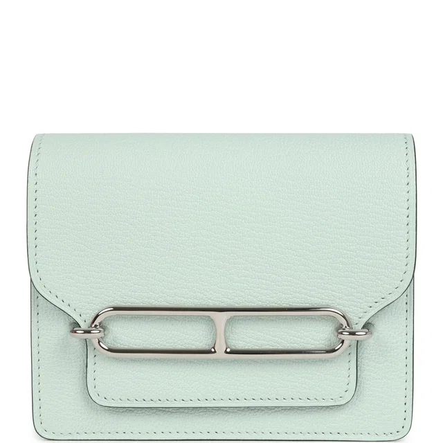 Hermès Roulis Slim Wallet Vert Peppermint Chevre Palladium Hardware in Green Goatskin from Madison Avenue Couture