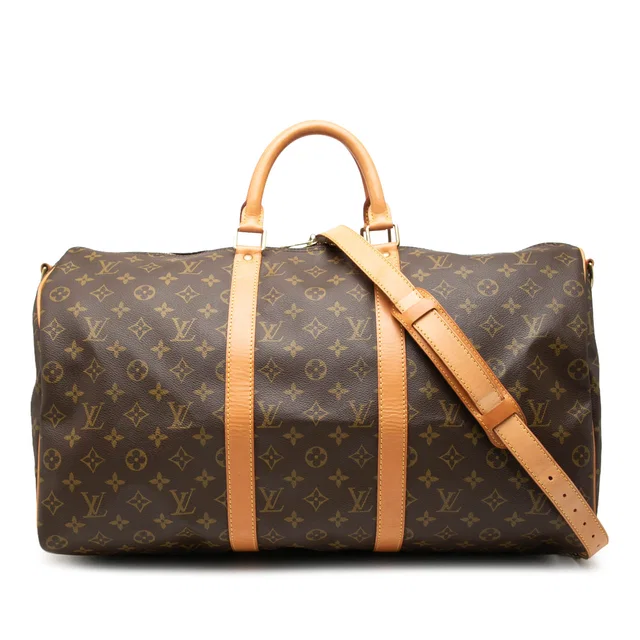 Brown Louis Vuitton Monogram Keepall Bandouliere 50 Travel Bag in Brown Coated canvas from Designer Revival